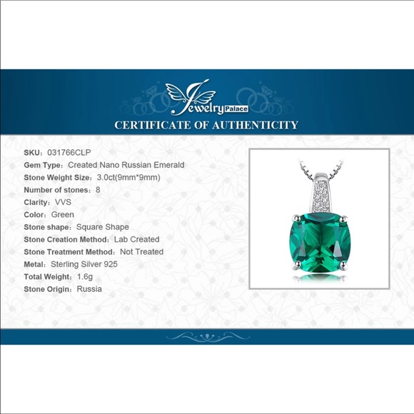 🌟 Emerald Pendant 3ct.  with Silver Chain - Picture 4 of 7
